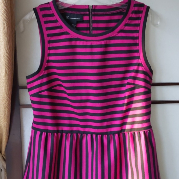 INC Hot Pink and Black Striped Sleeveless Dress Medium - Picture 5 of 16